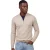Thomas Maine trui half zip beige katoen