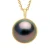 Ketting met Gele Gouden Bead-Pendant Omgeving bedekt met Diamanten – Echte Gecultiveerde Tahitiparel Rond 10-11 mm