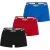 Boss Heren Bodywear Logo Boxershorts (Set van 3) (Rood/zwart/blauw)