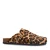 Sacha leren clogs met panterprint cognac
