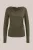WE Fashion – Dames jersey top met plooidetail en goud accent – Regular fit – Olijfgroen – LENZING™ ECOVERO™ viscose –