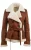 Dames Tan Double Breasted schapenvacht pilotenjack-Leshan