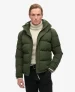 Superdry Mannen Korte Everest Pufferjas met Capuchon Groen