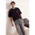 TRENDYOL MAN Heren Zwart Landschapsprint Kort Oversized T-shirts
