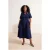 Trendyol Curve Dames Donkerblauw Effen Midi Kort Casual Skater Grote maten Jurk
