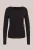 WE Fashion – Dames jersey top met plooidetail en goud accent – Regular fit – Zwart – LENZING™ ECOVERO™ viscose –