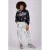Vingino sweater Jiena met all over print zwart/roze/blauw