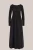 WE Fashion – Dames maxi jurk met ballonrok en kanten top – Regular fit – Zwart – Katoen –