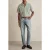 Reiss Ss Textured Stripe Cuban Shirt Green/white