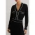 Reiss Button Front Knitted Midi Dress Black/ivory