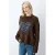 Grace & Mila gebreide trui met borduursels en wol – bruin/blauw