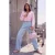 TRENDYOLMİLLA Dames Donkerblauw Effen Wijde pijp Lage taille Jeans