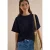 Cecil Dames Blouse met afhangende schouders in effen kleur in Blauw