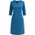 Elegante turquoise jurk met inkeping in de halslijn.