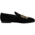 Dolce & Gabbana Zwarte Fluwelen Gouden Kroon Heren Instappers