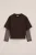 WE Fashion – Meisjes T-shirt met embroidery – Regular fit – Donkerbruin – Katoen –