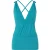 Gedrapeerde mouwloze top met V-hals en gekruiste details op de rug.