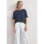 Street One Dames Shirt met boothals en elastische zoom in Blauw