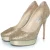 Glitter platform pumps van stof in goud