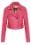 Dames fuchsia roze cropped Brando leren bikerjack – Damascus
