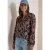 Blouse met lange mouwen, split in de hals en print