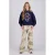 Raizzed boxy sweater met tekst – donkerblauw