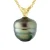 Beaded Pendant V Draad Geel Goud 750 en Echte GeCultiveerde Tahiti Parel Omgeven 9-10 mm