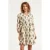 Smashed Lemon Crème jurk met zwarte geometrische print en ceintuur |