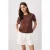 TRENDYOLMİLLA Dames Bruin Geborduurd Kort Regular fit T-shirts
