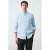 Mango Man regular casual overhemd met linnen lichtblauw