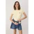 TRENDYOLMİLLA Dames Geel Grafisch Kort Regular fit T-shirts