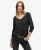 Superdry Vrouwen Jersey top met V-hals en Lange Mouwen Zwart