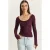 Slim Fit Lange Mouwen U-Hals Blouse