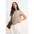 TRENDYOLMİLLA Dames Beige Effen Kort Regular fit T-shirts