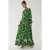 Geprinte Lange Mouw Viscose Maxi Jurk