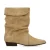 Manfield suède enkellaarzen met afzak effect beige