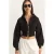 Hooded Slim Fit Geribbelde Knit Crop Sweatshirt