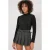 Gestreepte Halve Col Lange Mouw Top met Steenvormige Detail