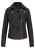 Dames zwarte klassieke Brando biker leren jas – Broome