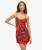 Bedrukte Mini Slip Jurk Relaxed Pasvorm Rood