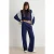 TRENDYOLMİLLA Dames Donkerblauw Effen Lang, Regular fit Joggingpak Sets