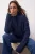 TRENDYOLMİLLA Dames Donkerblauw Effen Lang Oversized Vesten