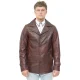 Bruine vintage trench-stijl Crombie leren jas voor heren-Macau