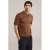 WE Fashion regular polo met kabels cognac