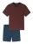 SCHIESSER Pyjama kort ‘ Comfort Essentials ‘  donkerblauw / bordeaux