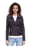 Dames leren paarse Brando bikerjack – Constantia