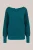 WE Fashion – Dames trui met structuur en pofmouwen – Regular fit – Groenblauw –