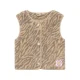 Daily7 teddy rechtvallend gilet met dierenprint – zand