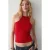 Geribde crop-tanktop met halterhals