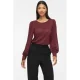 VILA kanten semi-transparante top – donkerrood